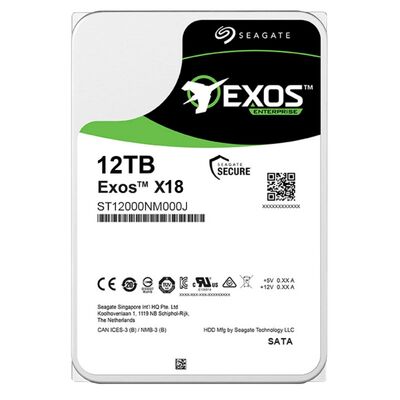 Seagate Exos X18 ST12000NM000J 12TB Dahili Sabit Disk 7200 RPM 256MB Önbellek SATA 6Gb/s CMR Kurumsal HDD 24/7 Sunucu Saklama