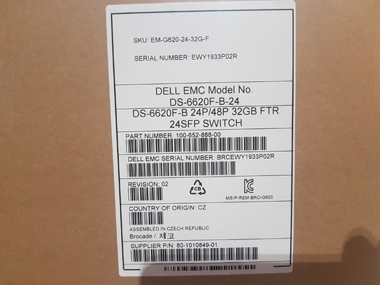 24 Aktif Bağlantı Noktası Brocade SAN Anahtarı BR-G620-24-32G-R, 24 adet 32GB SFP ile